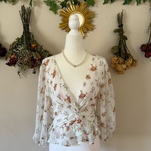 Lulu's Cottagecore Floral Peasant Top